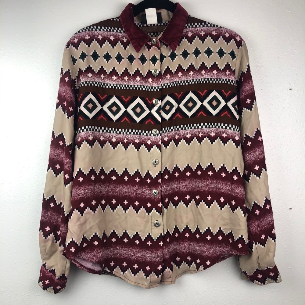 Roughrider vtg aztec western wear long sleeve sz M